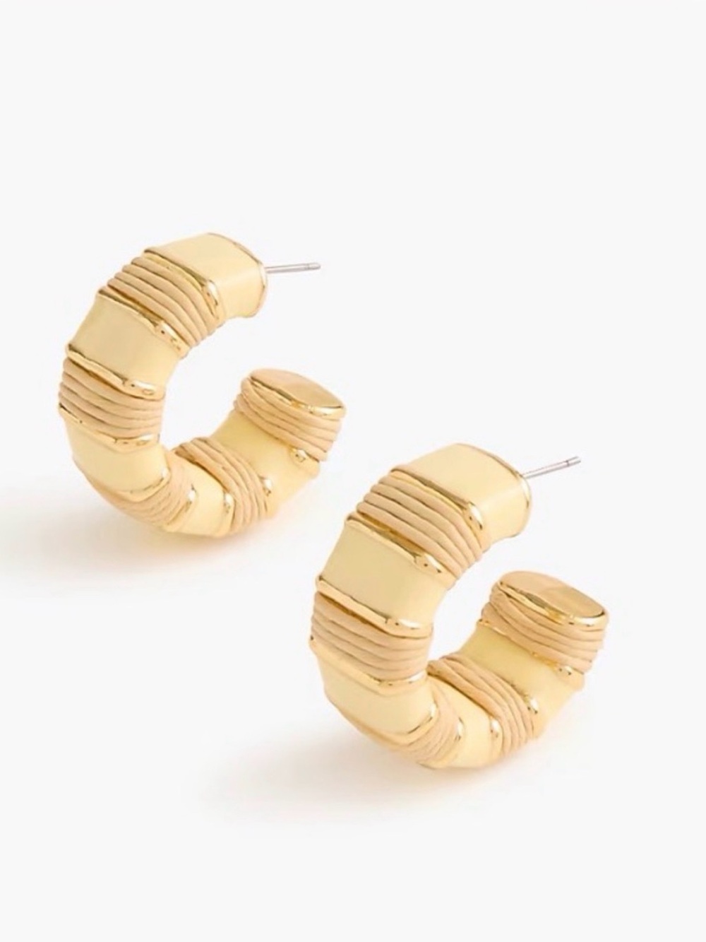 J Crew Gold Textured Wrapped Hoop Earrings NWT